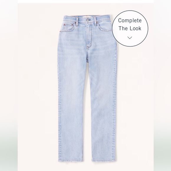Abercrombie & Fitch Curve Love Ankle Straight Ultra High Rise Jeans Light Wash - Picture 2 of 12